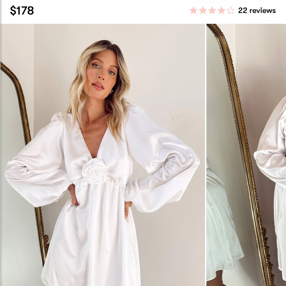 Show Me Your MuMu White Tie Front Sundress with Bishop Sleeves